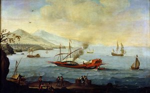 Galeão colocado no porto
